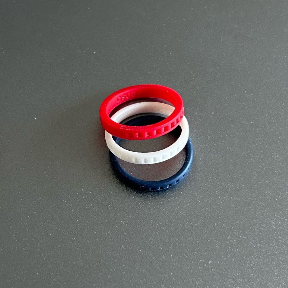 Trio of Red, White and Blue Enso Silicone Rings